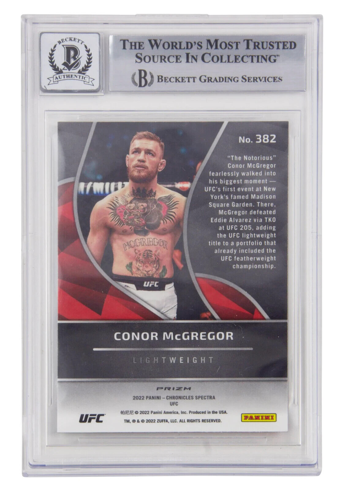 Conor McGregor Signed 2022 Panini Chronicles Spectra UFC – BGS 10 Autograph